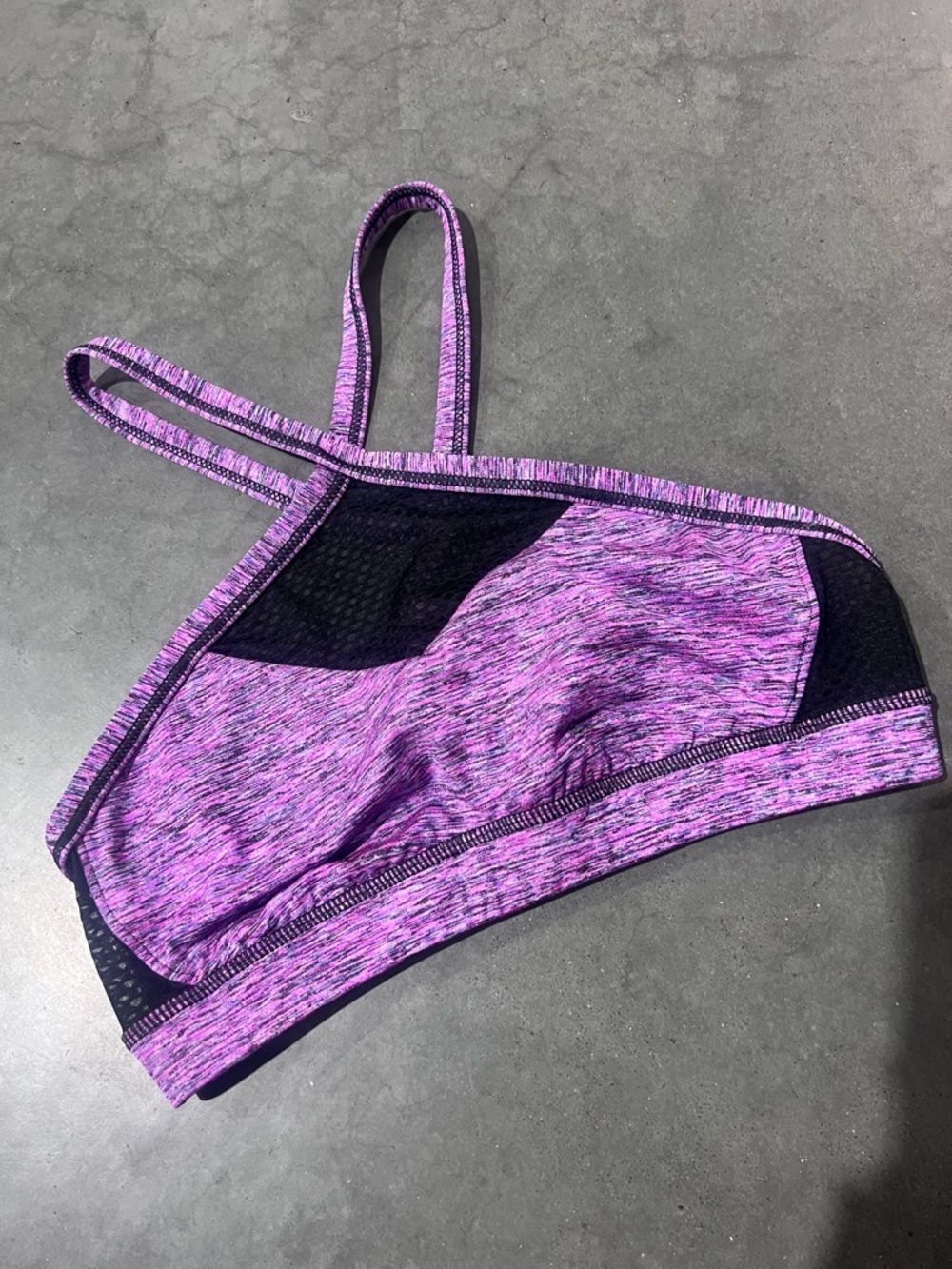 manduka Purple Heathered Sports Bralette with Black Mesh Accents